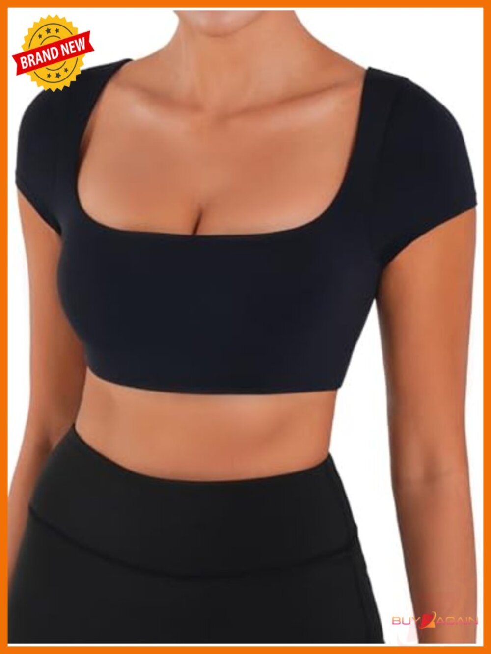 Short Sleeve Crop Top with Built in Bra Athletic Yoga Tee